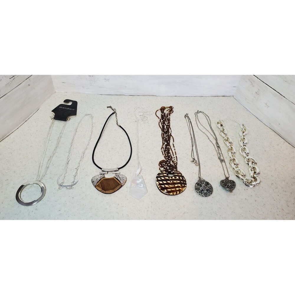 Costume Jewelry Necklace Lot Chunky Pendant Chain Statement Necklaces Set of 8